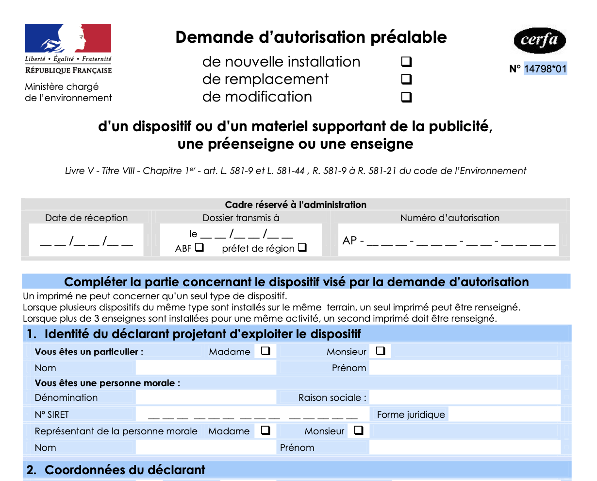 Document Cerfa 14798